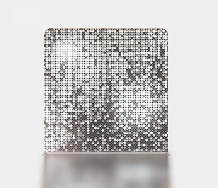 Silver sequin photo booth backdrop, 2.5 x 2.5 m