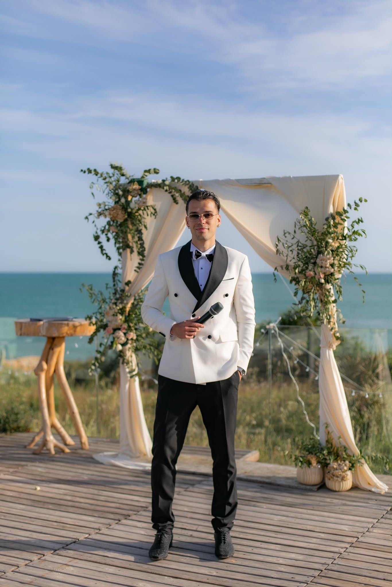 Groom by the sea before a wedding on the Costa del Sol