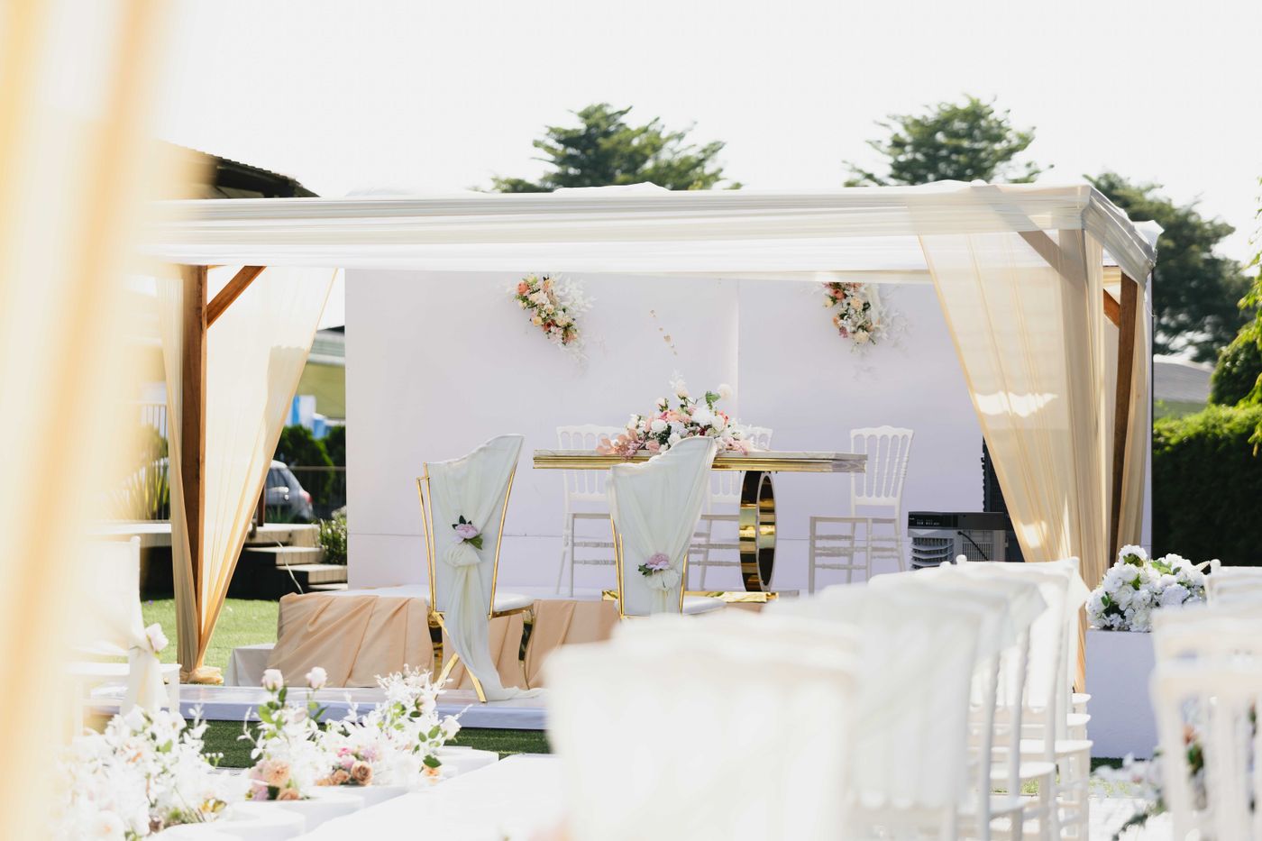 Wedding venue prepared for a reception near Estepona